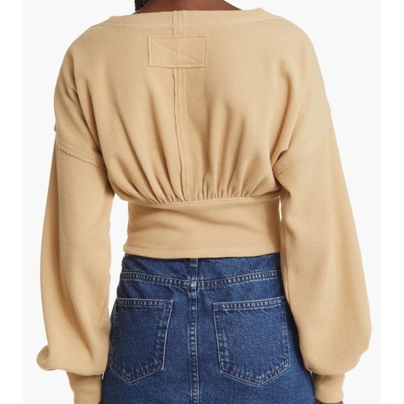 Free People We the Free All Nighter Long Sleeve Surplice Crop Top - Picture 2 of 8